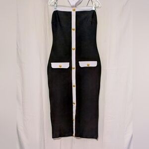 Dress Fashion Nova Black White Polyester Spandex Midi Dress XL